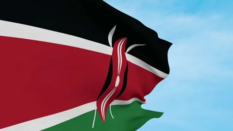 Kenya Flag Waving In Blue Sky Stock Footage 240651253