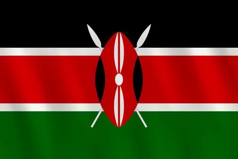 Kenya flag with waving effect, official proportion. Stock Illustration