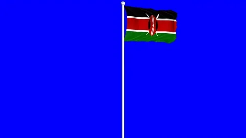 Kenya Flag Waving Fluttering on Wind Loopable Green Blue Screen Matte Stock-Footage 77579065