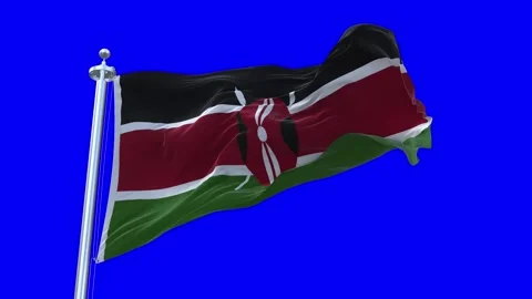 Kenya Flag Waving in Loopable and Textured green screen background Stock Footage 296876815