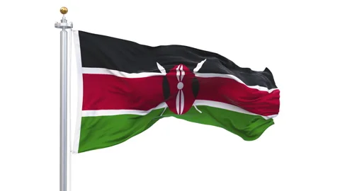 Kenya flag waving looping with transparent background. Stockbeeldmateriaal 318212911