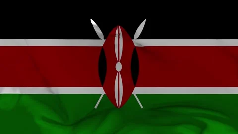 Kenya Flag Waving in Slow Motion Loop Animation Stock Footage 340822765