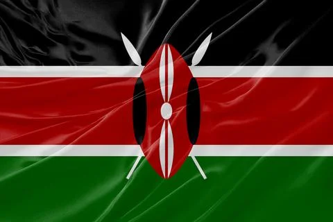 Kenya Flag Waving Textures Silk Background Stock Illustration