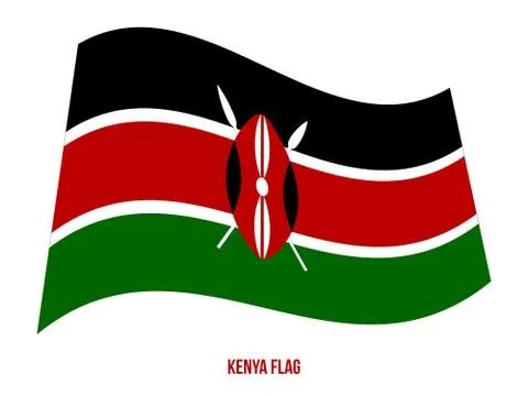 Kenya Flag Waving Vector Illustration on White Background. Kenya National Flag Stock Illustration