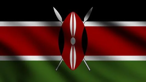 Kenya flag waving in the wind with 3d style background Stock Photos