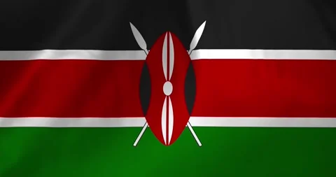 Kenya flag waving with the wind background loop video animation Stock Footage 327172189