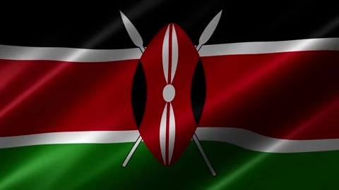 Kenya flag waving in the wind Stock Footage 348688033