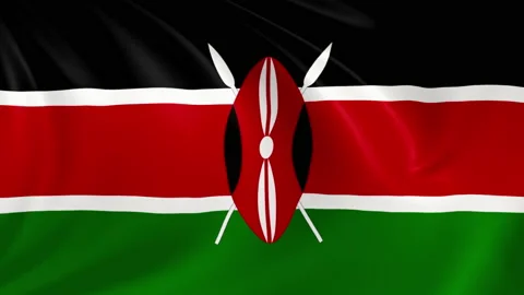 Kenya flag waving in the wind with high quality texture in 4K Stock Footage 130441918