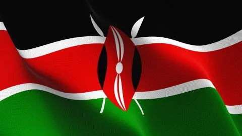 Kenya flag waving on wind. Illustrazione stock