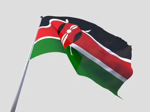 Kenya flying flag isolate on white background. Stock Illustration