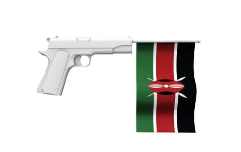 Kenya gun control concept. Hand gun with national flag Stock Illustration