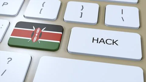 Kenya Hack of Country or Hacker Attack 3D Illustration. Country National Flag Stock Illustration