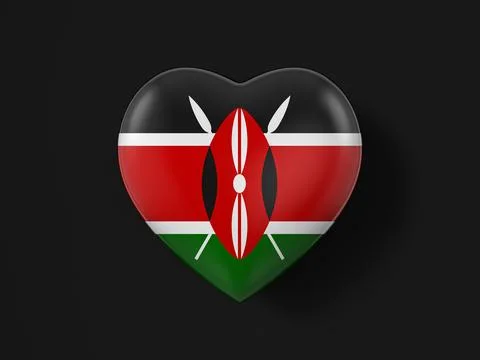 Kenya heart flag Stock Illustration