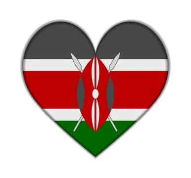 Kenya heart flag vector イラスト素材