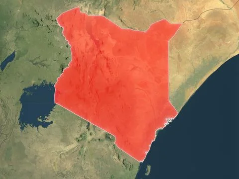 Kenya highlighted on realistic map Stock Illustration