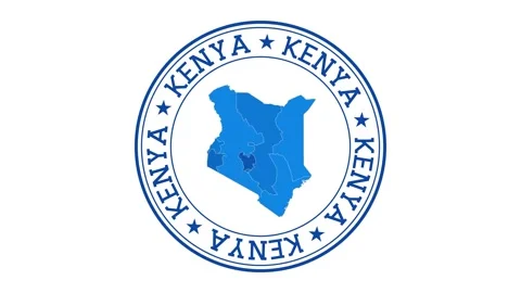 Kenya intro. Badge with the circular name and map of country. Kenya round log... Stock Footage 231099883