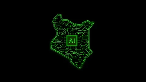 Kenya Map AI Chipset Technology Opener Vídeo Stock 337056047