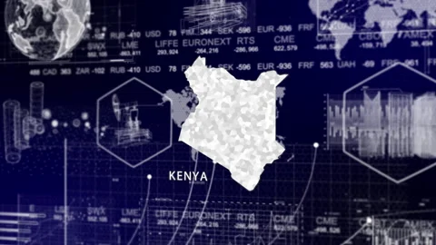 Kenya Map Animation Loop | Growth, GDP, Oil Economy &amp; Development Insights Stock Footage 331564147