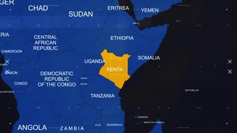 Kenya Map Black and Blue Breaking News Style Stock Footage 291688469