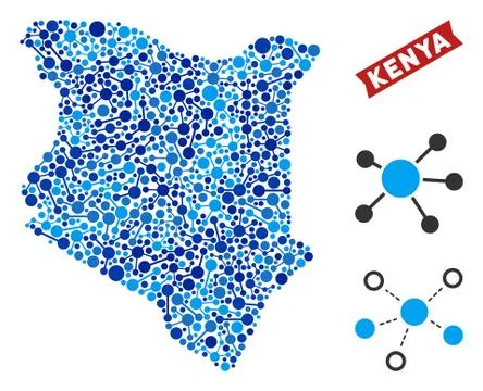 Kenya Map Connections Composition Stock Illustration