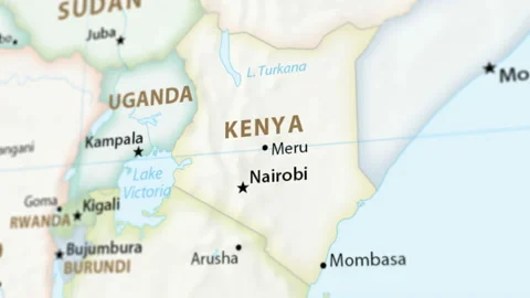 Kenya on a Map with Defocus (4K) Stock Footage 101776510