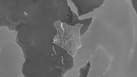 Kenya map - extract. Regions. Grayscale. Stock Footage 241733255