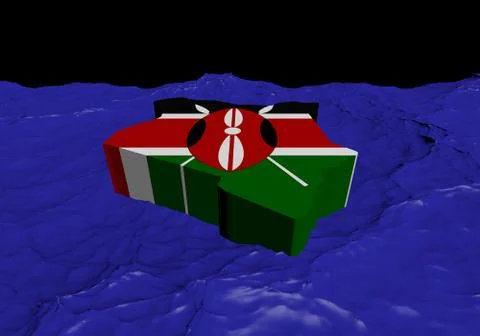 Kenya map flag in abstract ocean illustration Stock Illustration
