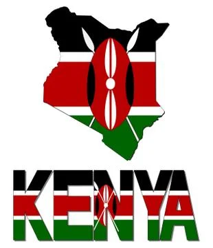 Kenya map flag and text illustration Stock Illustration