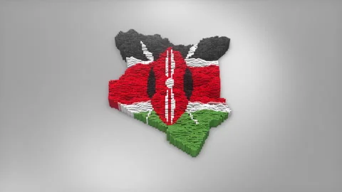 Kenya Map with Flag Intro Background Stock Footage 315162077