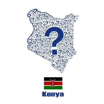 Kenya map flag made from question mark. Stock Illustration