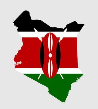 Kenya map flag vector silhouette illustration isolated on white background Ilustração Stock