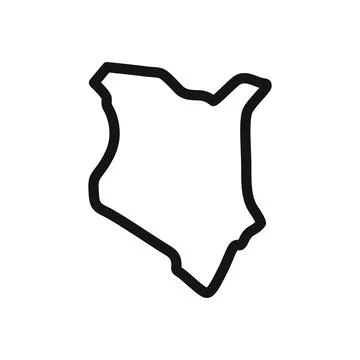 Kenya map icon linear vector graphics sign Stock Illustration