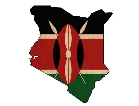 Kenya map on kenya flag drawing ,grunge and retro flag series Stock Illustration