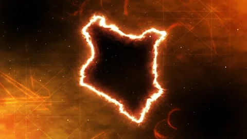 Kenya map meets space and cosmos Stock Footage 278464749