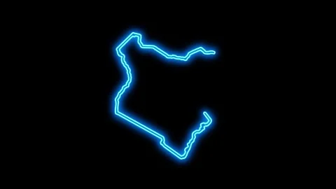 Kenya Map Outline Neon Lights Stock Footage 332849766
