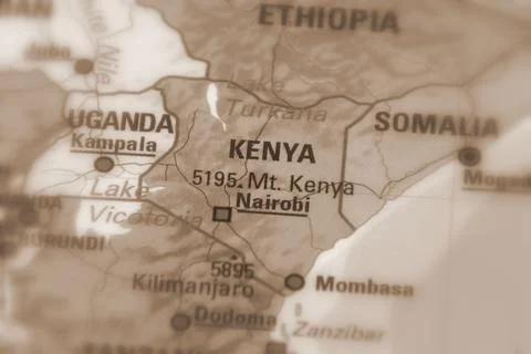 Kenya on a map Stock Photos