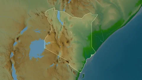 Kenya map - solid. Regions. Physical. Stock Footage 241733937