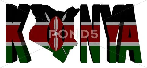 Kenya map text with flag illustration Stock Illustration