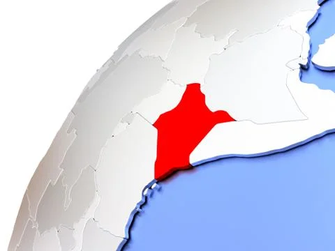 Kenya on modern shiny globe Stock Illustration