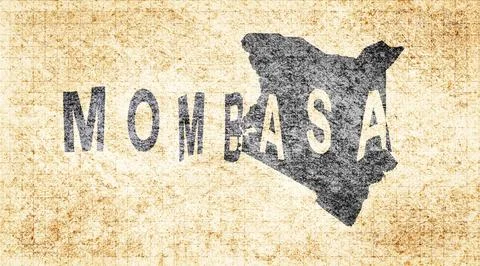Kenya Mombasa Typography Map Stock Illustration