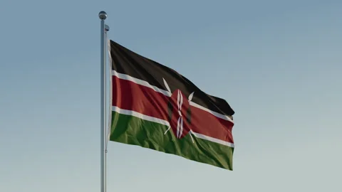 Kenya Nairobi Flag loop Cinematic Realistic Waving Blue Sky Stock Footage 304689958