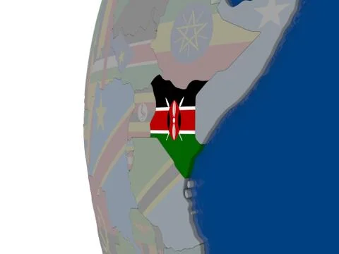 Kenya with national flag Stock Illustration