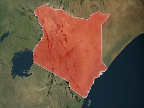 Kenya on realistic map Stock Illustration