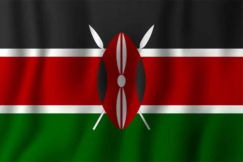  Kenya realistic waving flag vector illustration. National country backgro... Stock Photos