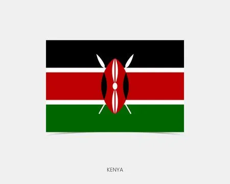 Kenya Rectangle flag icon with shadow. Illustrazione stock