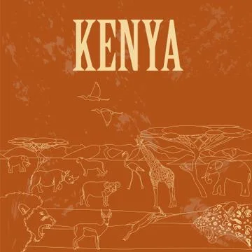 Kenya. Retro styled image. Stock Illustration