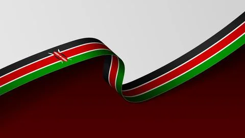 Kenya ribbon flag background. Stock Illustration