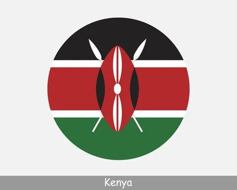 Kenya Round Flag Stock Illustration