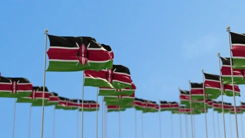 Kenya Row Of Flags 3D Animation Video stock 148707292