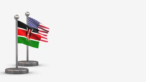 Kenya seamless 3D waving flag animation on tiny flagpole. Stock Footage 128566808
